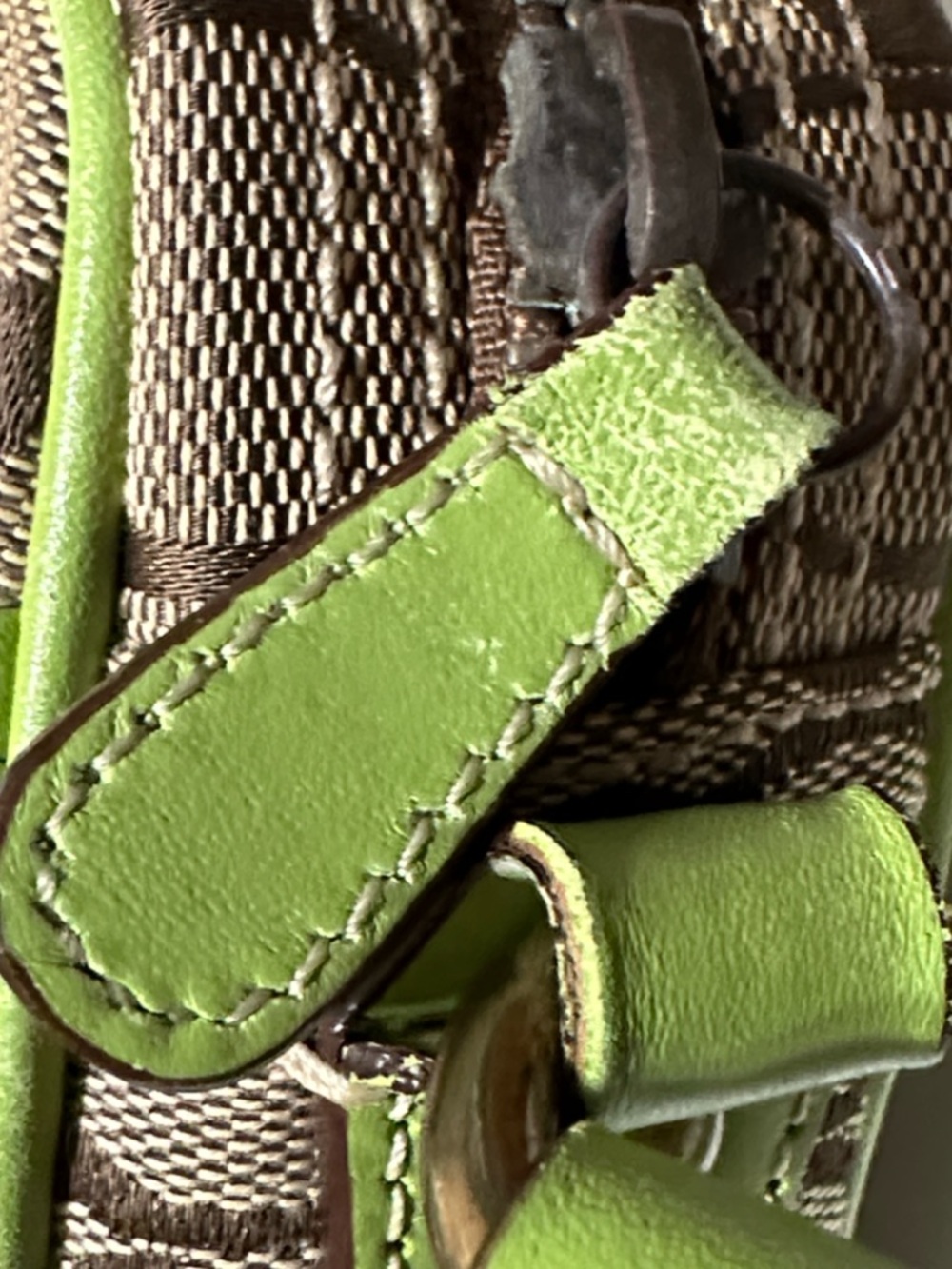 COACH Signature Canvas Crossbody Green Tan - Picture 11 of 15